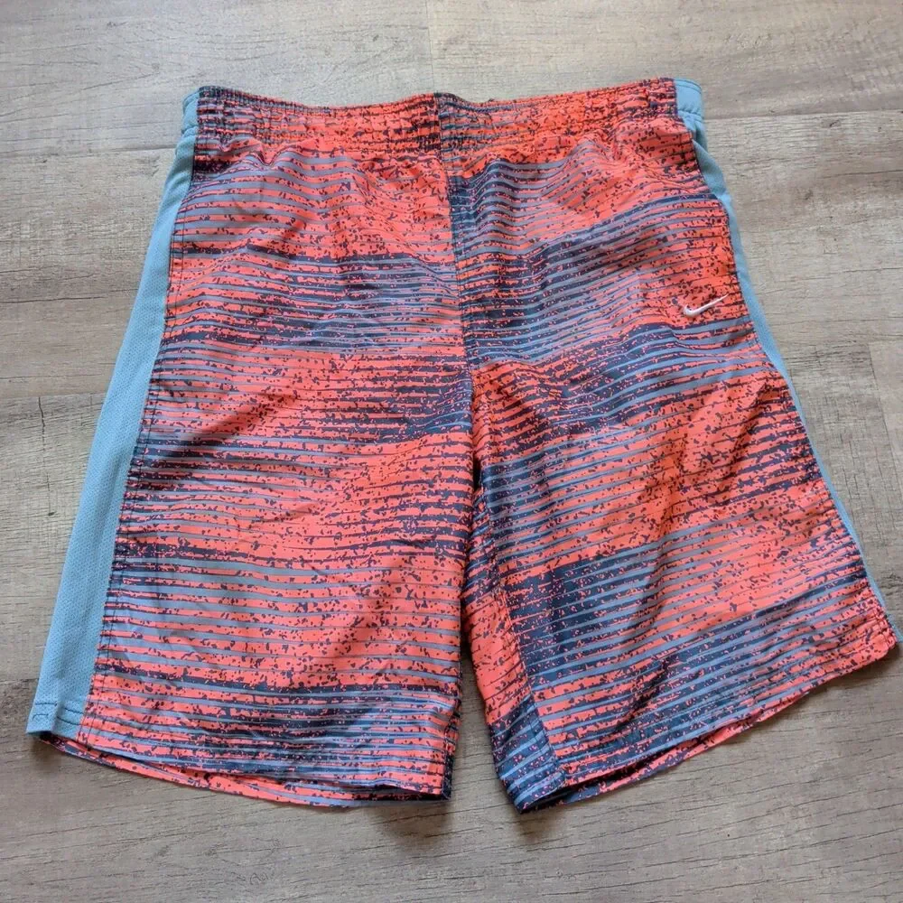 Nike Board Shorts Boys L Blue Orange Swim Trunks Swimwear 32